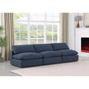 Meridian Comfy Navy Linen Textured Fabric Modular Sofa IMAGE 2
