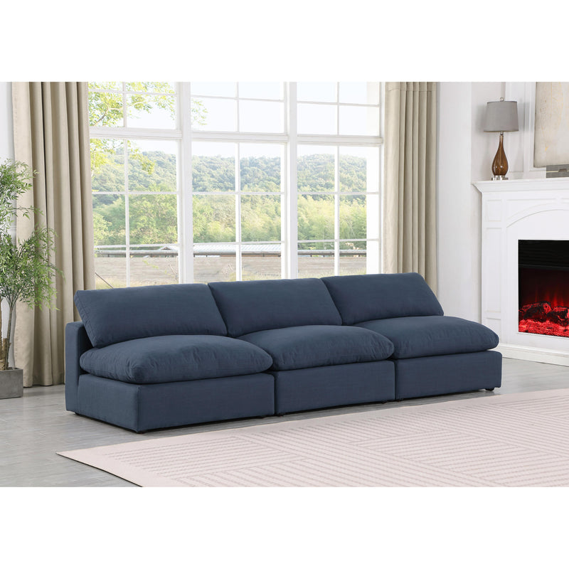 Meridian Comfy Navy Linen Textured Fabric Modular Sofa IMAGE 2