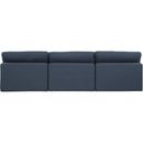 Meridian Comfy Navy Linen Textured Fabric Modular Sofa IMAGE 3