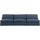 Meridian Comfy Navy Linen Textured Fabric Modular Sofa IMAGE 4