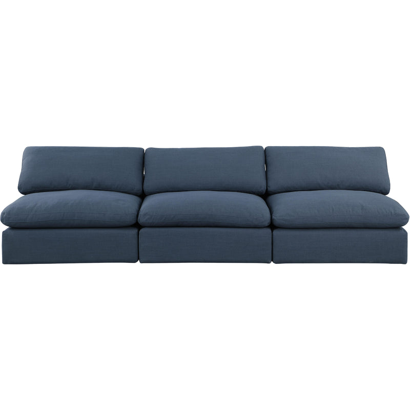 Meridian Comfy Navy Linen Textured Fabric Modular Sofa IMAGE 4