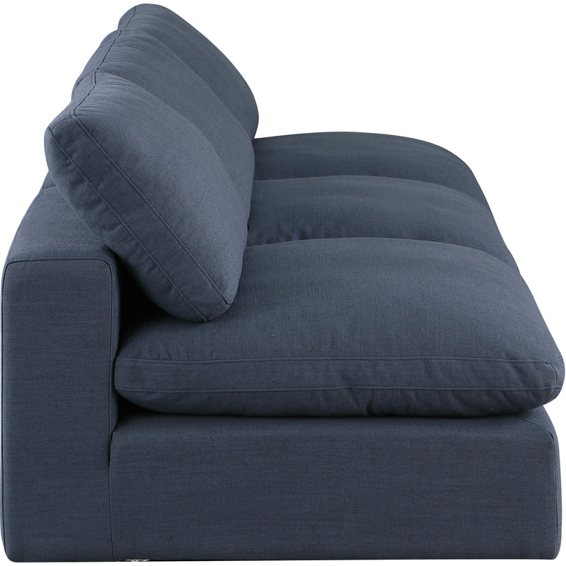 Meridian Comfy Navy Linen Textured Fabric Modular Sofa IMAGE 5