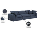 Meridian Comfy Navy Linen Textured Fabric Modular Sofa IMAGE 10