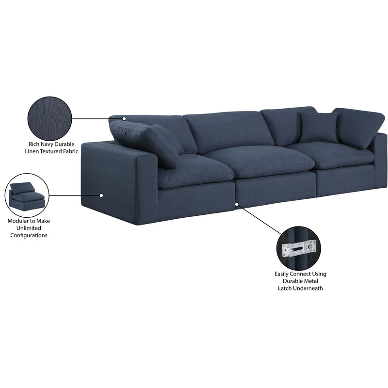 Meridian Comfy Navy Linen Textured Fabric Modular Sofa IMAGE 10