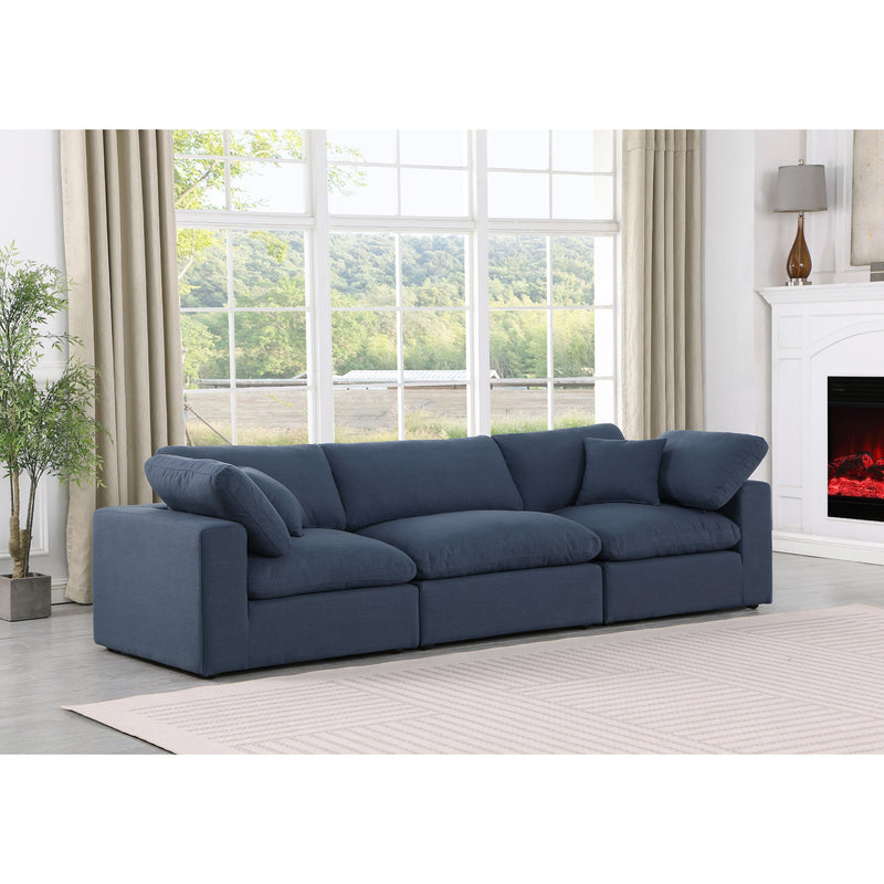 Meridian Comfy Navy Linen Textured Fabric Modular Sofa IMAGE 2