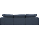 Meridian Comfy Navy Linen Textured Fabric Modular Sofa IMAGE 3