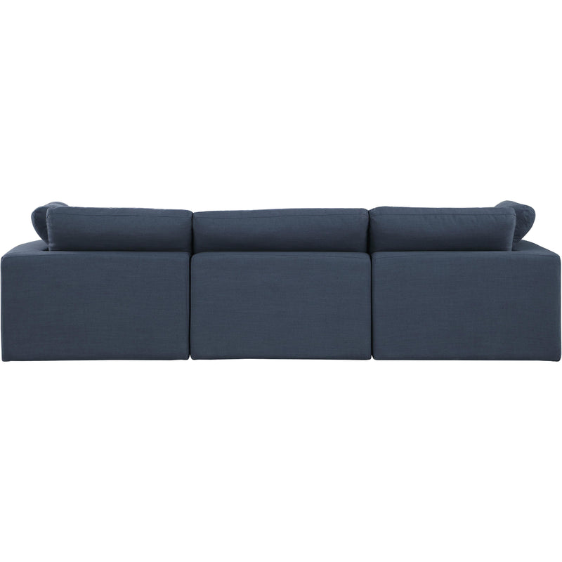 Meridian Comfy Navy Linen Textured Fabric Modular Sofa IMAGE 3