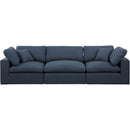 Meridian Comfy Navy Linen Textured Fabric Modular Sofa IMAGE 4