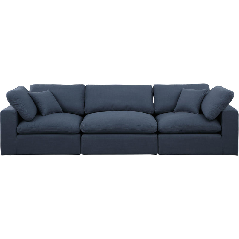 Meridian Comfy Navy Linen Textured Fabric Modular Sofa IMAGE 4