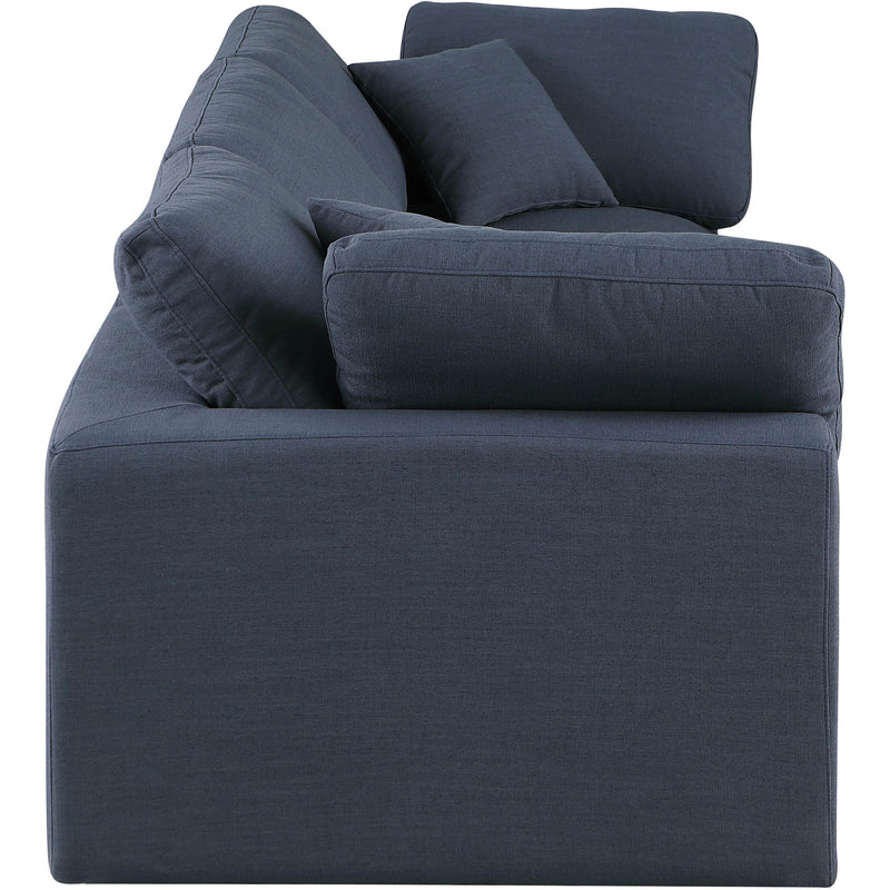 Meridian Comfy Navy Linen Textured Fabric Modular Sofa IMAGE 5