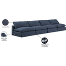 Meridian Comfy Navy Linen Textured Fabric Modular Sofa IMAGE 10