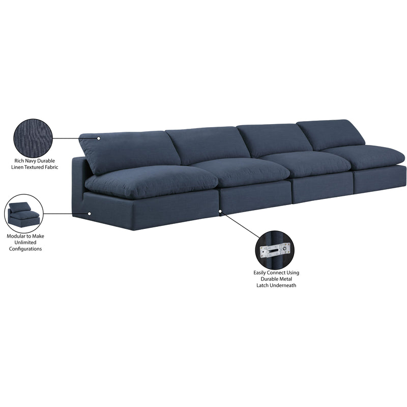 Meridian Comfy Navy Linen Textured Fabric Modular Sofa IMAGE 10