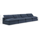 Meridian Comfy Navy Linen Textured Fabric Modular Sofa IMAGE 9