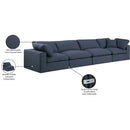 Meridian Comfy Navy Linen Textured Fabric Modular Sofa IMAGE 10