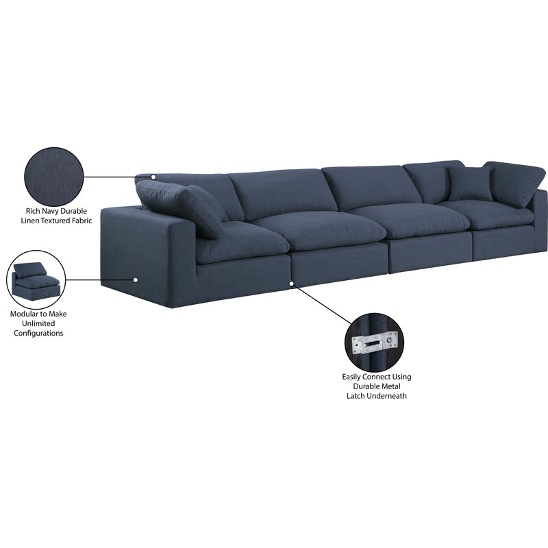 Meridian Comfy Navy Linen Textured Fabric Modular Sofa IMAGE 10