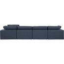 Meridian Comfy Navy Linen Textured Fabric Modular Sofa IMAGE 3