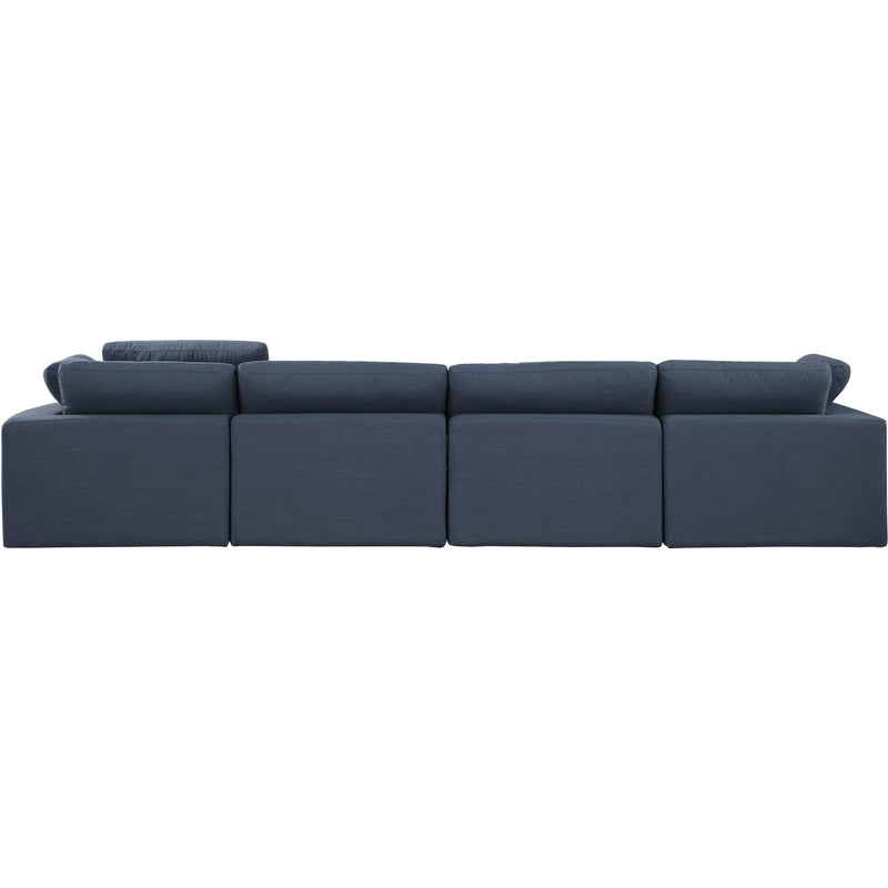Meridian Comfy Navy Linen Textured Fabric Modular Sofa IMAGE 3
