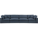 Meridian Comfy Navy Linen Textured Fabric Modular Sofa IMAGE 4