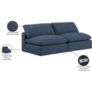 Meridian Comfy Navy Linen Textured Fabric Modular Sofa IMAGE 10
