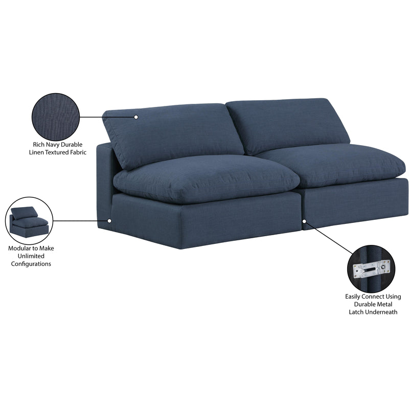 Meridian Comfy Navy Linen Textured Fabric Modular Sofa IMAGE 10