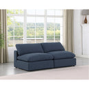 Meridian Comfy Navy Linen Textured Fabric Modular Sofa IMAGE 2
