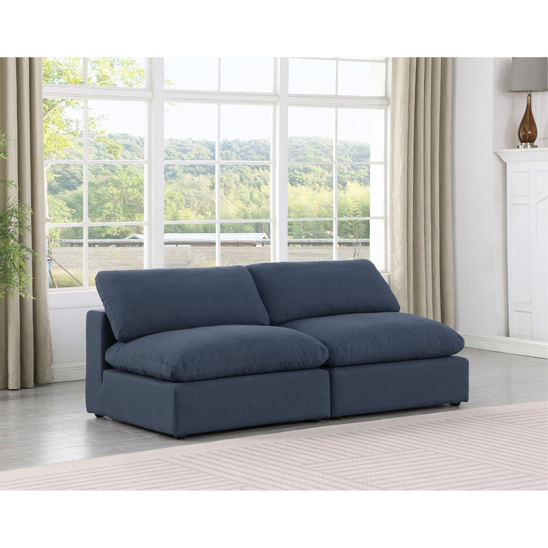 Meridian Comfy Navy Linen Textured Fabric Modular Sofa IMAGE 2
