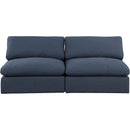 Meridian Comfy Navy Linen Textured Fabric Modular Sofa IMAGE 4
