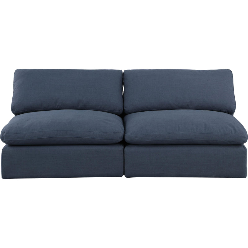 Meridian Comfy Navy Linen Textured Fabric Modular Sofa IMAGE 4