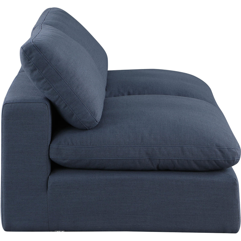 Meridian Comfy Navy Linen Textured Fabric Modular Sofa IMAGE 5