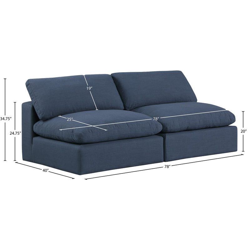 Meridian Comfy Navy Linen Textured Fabric Modular Sofa IMAGE 9