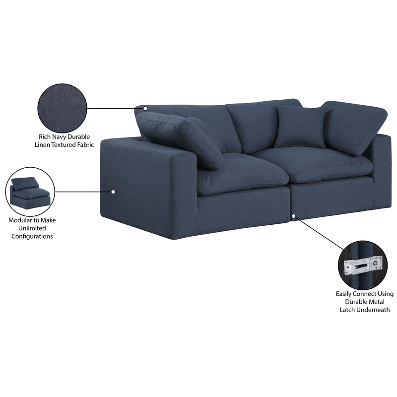 Meridian Comfy Navy Linen Textured Fabric Modular Sofa IMAGE 10
