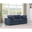 Meridian Comfy Navy Linen Textured Fabric Modular Sofa IMAGE 2