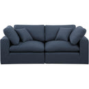Meridian Comfy Navy Linen Textured Fabric Modular Sofa IMAGE 4