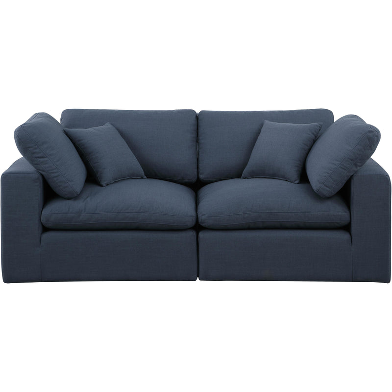 Meridian Comfy Navy Linen Textured Fabric Modular Sofa IMAGE 4