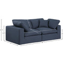 Meridian Comfy Navy Linen Textured Fabric Modular Sofa IMAGE 9