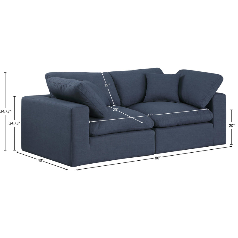Meridian Comfy Navy Linen Textured Fabric Modular Sofa IMAGE 9
