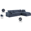 Meridian Comfy Navy Linen Textured Fabric Modular Sectional IMAGE 16