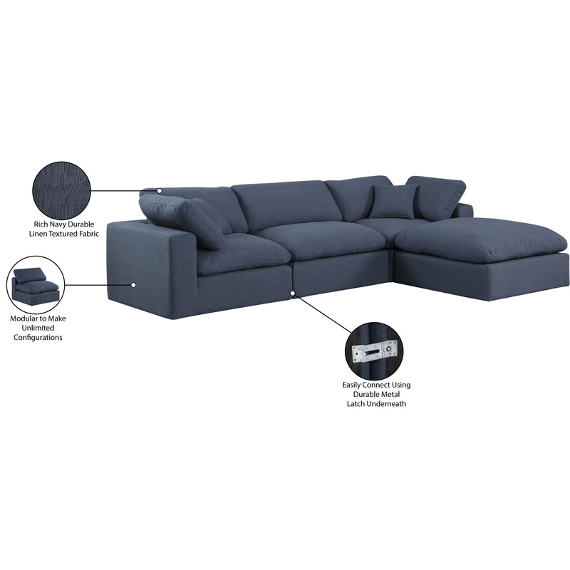 Meridian Comfy Navy Linen Textured Fabric Modular Sectional IMAGE 16