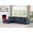 Meridian Comfy Navy Linen Textured Fabric Modular Sectional IMAGE 3