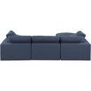 Meridian Comfy Navy Linen Textured Fabric Modular Sectional IMAGE 6