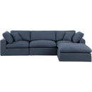 Meridian Comfy Navy Linen Textured Fabric Modular Sectional IMAGE 8