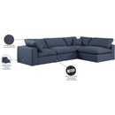 Meridian Comfy Navy Linen Textured Fabric Modular Sectional IMAGE 16