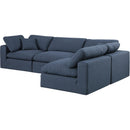 Meridian Comfy Navy Linen Textured Fabric Modular Sectional IMAGE 2