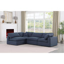 Meridian Comfy Navy Linen Textured Fabric Modular Sectional IMAGE 3