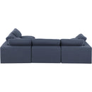 Meridian Comfy Navy Linen Textured Fabric Modular Sectional IMAGE 5