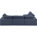 Meridian Comfy Navy Linen Textured Fabric Modular Sectional IMAGE 6