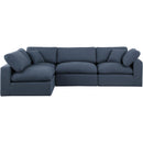 Meridian Comfy Navy Linen Textured Fabric Modular Sectional IMAGE 7