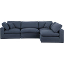 Meridian Comfy Navy Linen Textured Fabric Modular Sectional IMAGE 8