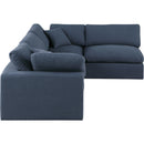 Meridian Comfy Navy Linen Textured Fabric Modular Sectional IMAGE 9