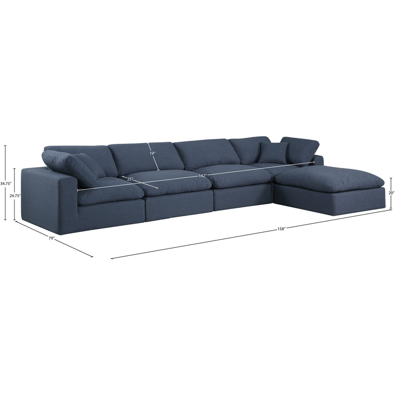 Meridian Comfy Navy Linen Textured Fabric Modular Sectional IMAGE 15